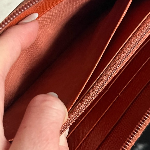 PRADA Orange Leather Zip Around Wallet Clutch - Picture 13 of 16